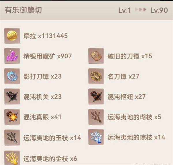 原神有乐御簾切突破材料介绍